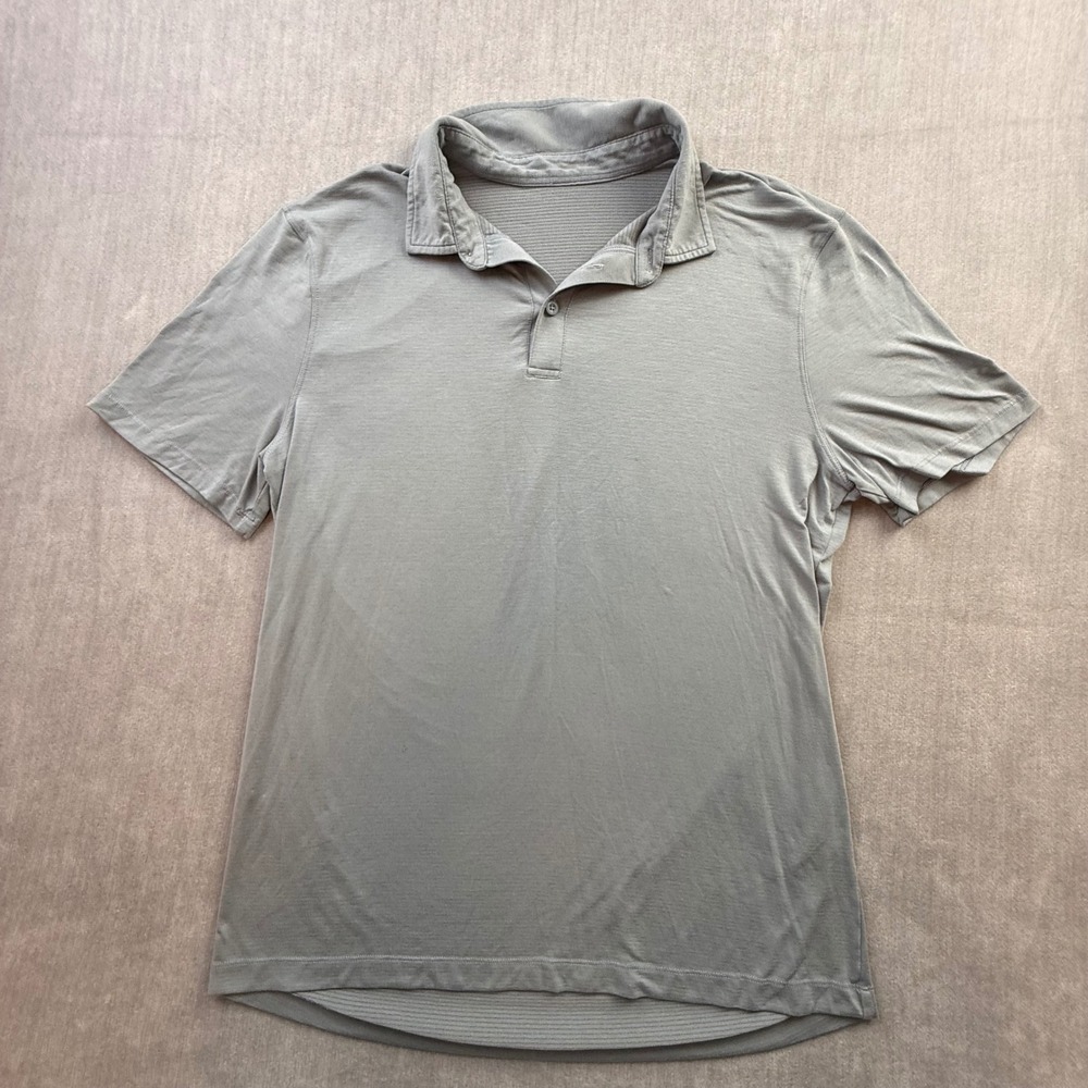 Lululemon Mens Metal Vent Tech Polo Shirt Gray Short Sleeve Athletic Golf Top M